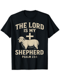 Men's T-Shirt The Lord Is My Shepherd With Sheep Cross Scripture Reference