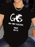 Women's T-Shirt Go And Make Disciples With World Map Christian Inspiration
