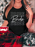 Women's T-Shirt Bride Typography With Repeated Stacked Outlined Text Design Bride