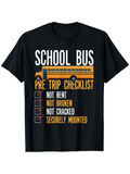 Men's T-Shirt Pre Trip Checklist With Yellow School Bus Graphic