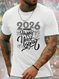 Men's T-Shirt 2026 Happy New Year With Sparkling Firework And Bold Lettering Celebration