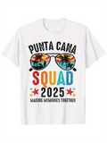 Men's T-Shirt Punta Cana Squad 2025 Vibrant Sunset With Palm Trees Reflected In Sunglasses