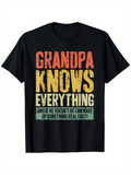 Men's T-Shirt Grandpa Knows Everything Multicolored Distressed Bold Lettering Quote T Shirt