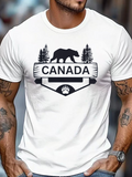 Men's T-Shirt Canada Wild Forest With Pine Trees And Bear Graphic