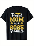Men's T-Shirt Proud Mom Of A 2025 Graduate With Graduation Hats And Diploma Motif
