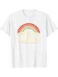 Men's T-Shirt Vintage Faded Rainbow With Pale Sunset And Calm Horizon Scene