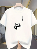 Men's T-Shirt Adorable Curious Cat Looking Up At Hanging Toy Mouse