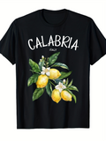 Men's T-Shirt Calabria Italy Fresh Lemons With Green Leaves And Blossoming Flowers