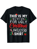Men's T-Shirt Funny Christmas Statement Print With Santa Hat And Candy Canes Shirt