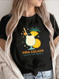 Women's T-Shirt Pina Colada With Pineapple Slice Among Tropical Fruits Cocktail