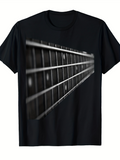 Men's T-Shirt Monochrome Artistic Abstract Lines Along A Guitar Fretboard Perspective