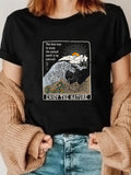 Women's T-Shirt Enjoy The Nature Hand Drawing Style With Sunrise Mountain