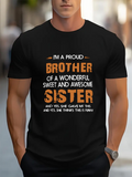 Men's T-Shirt Proud Brother Of A Sweet And Awesome Sister Wearing Classic Black T Shirt