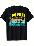 Men's T-Shirt Family Cruise 2025 With Bright Sun And Ocean Waves Featuring Large Ship