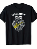 Men's T-Shirt Marching Band Mom Heartful Notes With Golden Saxophone