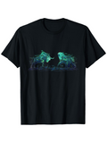 Men's T-Shirt Electric Aura Glowing Blue Fierce Rivalry Among Two Lions