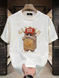 Men's T-Shirt Get Rich With Cute Bear Wearing Red Cap And Shopping Bag
