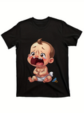 Men's T-Shirt Crying Baby Sitting With Diaper Pacifier On Floor