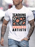 Men's T-Shirt Teaching Future Artists Blooming Garden With Orange Flowers And Leaves