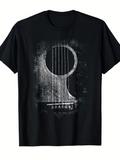 Men's T-Shirt Abstract Artistic Texture With Vibrant Strings Distressed Acoustic Guitar
