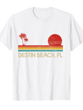Men's T-Shirt Destin Beach FL Retro Sunset With Palm Trees And Colorful Horizon