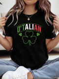 Women's T-Shirt Bold Lettered Colors With Lucky Green Shamrock Irish Clover