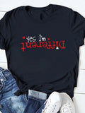 Men's T-Shirt Yes Im Different With Playful Red Heart Accents Bold Statement