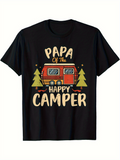 Men's T-Shirt Papa Of The Happy Camper With Retro Trees And Smiling Red Camper