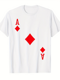 Men's T-Shirt Classic Playing Card Design With Bold Red Diamond Shapes