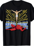 Men's T-Shirt Victory Lights Shining Over A Defeated Devil In The Boxing Ring