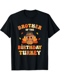 Men's T-Shirt Brother Of The Birthday Turkey Festive Colored Leaves Cheerful Turkey