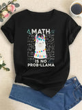 Women's T-Shirt Math Is No Prob Llama Surrounded By Colorful Formulas With Happy Llama