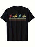 Men's T-Shirt Colorful Retro Stripes With Abstract Curved Pattern Snake