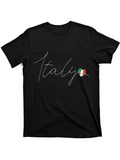 Men's T-Shirt Italy Script Letters With Painted Heart Flag Design