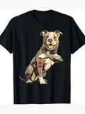 Men's T-Shirt Tattooed Bulldog With Heart Among Playful Strong Dog