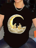 Women's T-Shirt Nativity Scene With Illuminated Crescent Moon On Peaceful Night