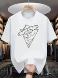 Men's T-Shirt Pizza Slice With Planets Stars Clouds And Space Elements