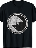 Men's T-Shirt Marble Circle With Howling And Silent Wolf Shadow Duality Wolf