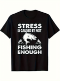 Men's T-Shirt Stress Is Caused By Not Fishing Enough With Jumping Trout Among Water Splashes Fish