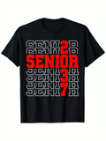 Men's T-Shirt Senior Bold Red Letters With Repeated Numbers Twenty Twenty Three Senior