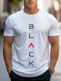 Men's T-Shirt Vertical Modern Black Lettering With Red A Among Simple Design