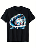 Men's T-Shirt Colorful Sprinkles Dripping Icing With Baseball Glove And Ball