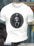 Men's T-Shirt Sparta Ancient Helmet Surrounded By Ornate Pattern Warrior Symbol