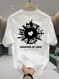 Men's T-Shirt Compass Of Love With Black Graphic Symbol Surrounding A White Heart Center