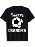 Men's T-Shirt Soccer Grandma Classic Black White Ball With Bold Playful Print Soccer Ball