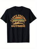 Men's T-Shirt I Love Peeing Outside Retro Sunset With Trees Mountains And Nature Scene