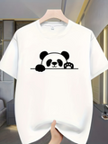 Men's T-Shirt Adorable Cartoon Panda Peeking Out With Soft Shadows Under Paws Panda