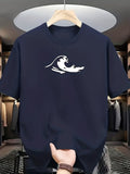 Men's T-Shirt Playful Ocean Waves With Surging Surfboard Under Rolling White Water Wave