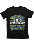 Men's T-Shirt Nurse Practitioner Healthcare Professional With Medical Diagnosis Themed Words