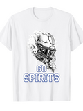 Men's T-Shirt Go Spirits Bold Block Letters Under Detailed Football Helmet